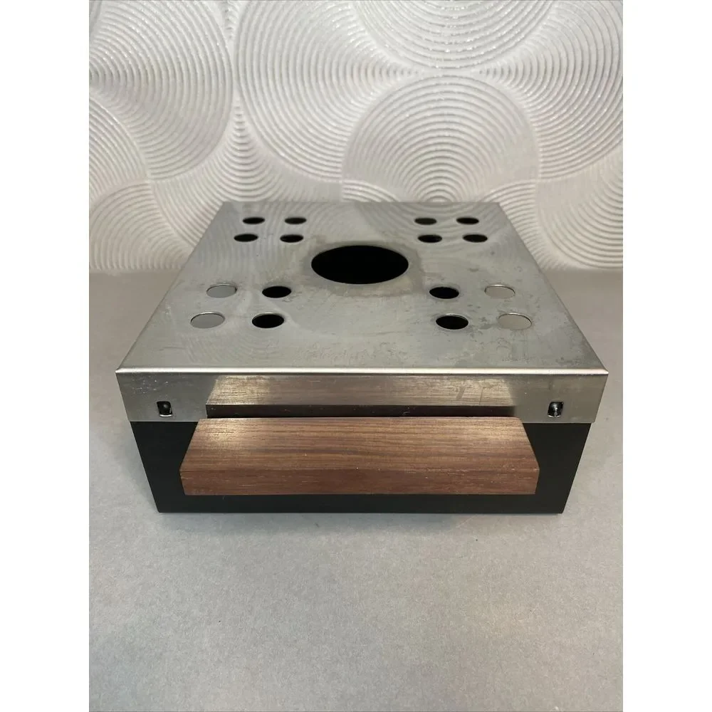 Vintage Food‎ Warmer Yax Stainless Steel Wood Handle One Candle Hot Plate Boxed